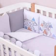 Дитячий постільний комплект Baby Veres Scandi grey (6 одиниць) сатин та велюр